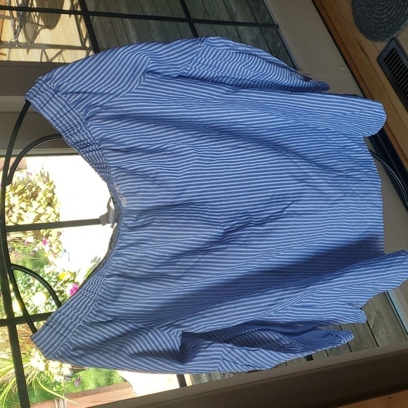 Michael Michael Kors White Blue Striped Puff Sleeve On/Off Shoulder Sz XL Blouse - Picture 8 of 9